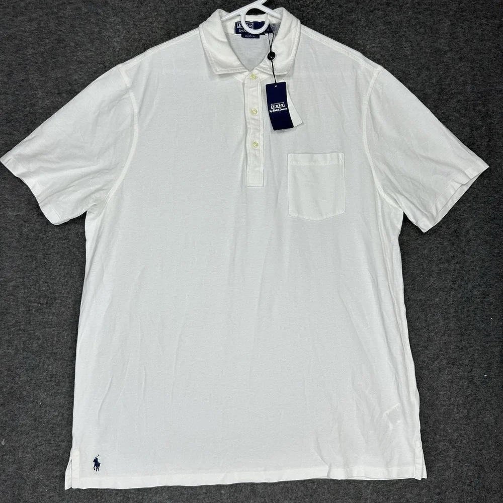 Polo Ralph Lauren Featherweight Mesh Polo Shirt Mens XL White Solid Short Sleeve